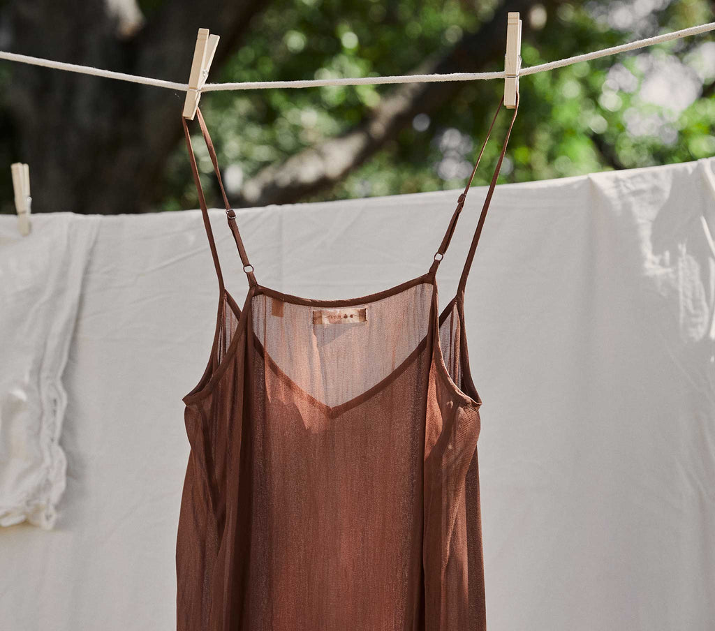 Long Deep V-Neck Slip in Carob - view 5