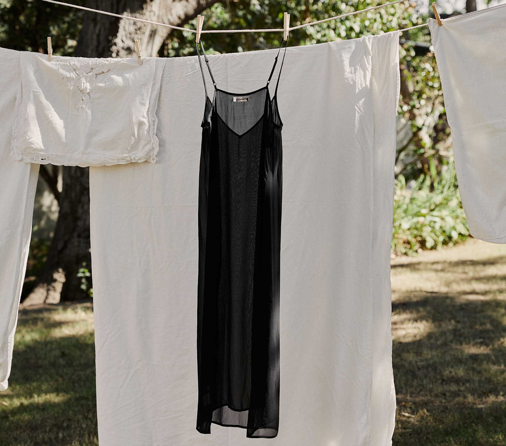 Long Deep V-Neck Slip in Black - view 3