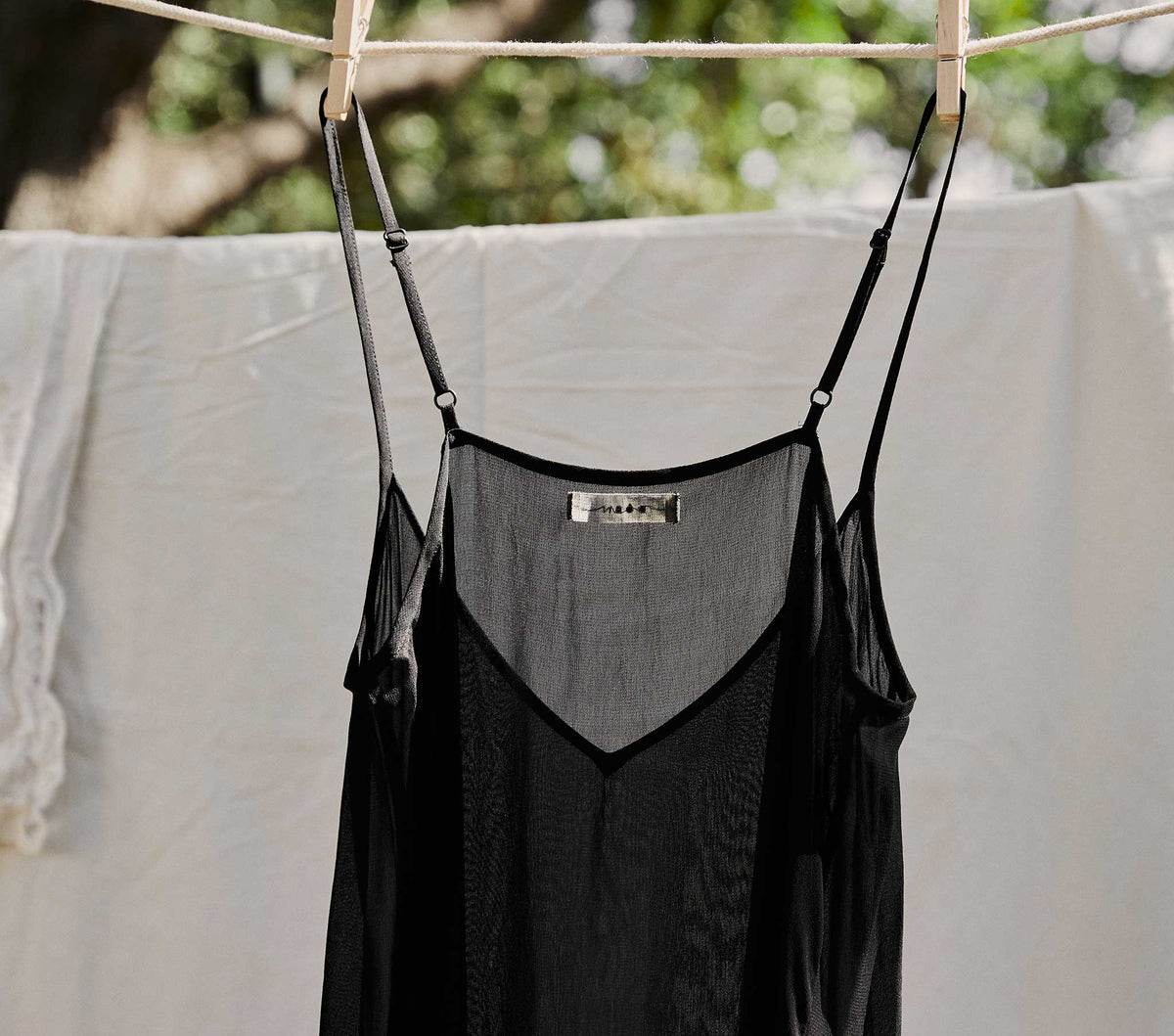 Long Deep V-Neck Slip in Black - view 4