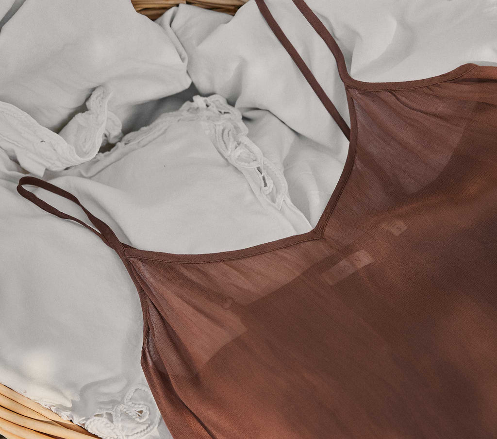 Long Deep V-Neck Slip in Carob - view 2