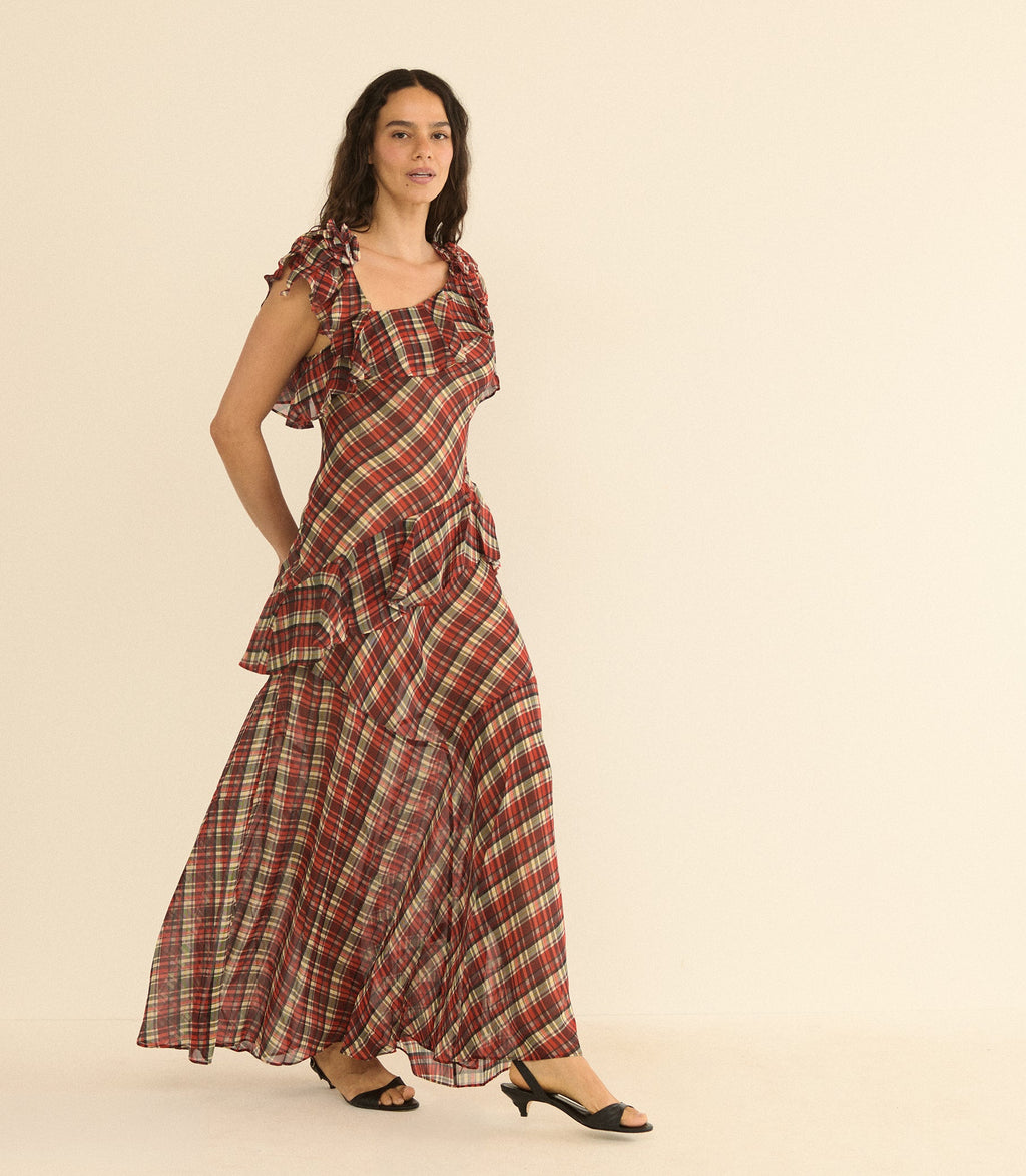 Fernanda Dress in Rosemere Plaid - view 7