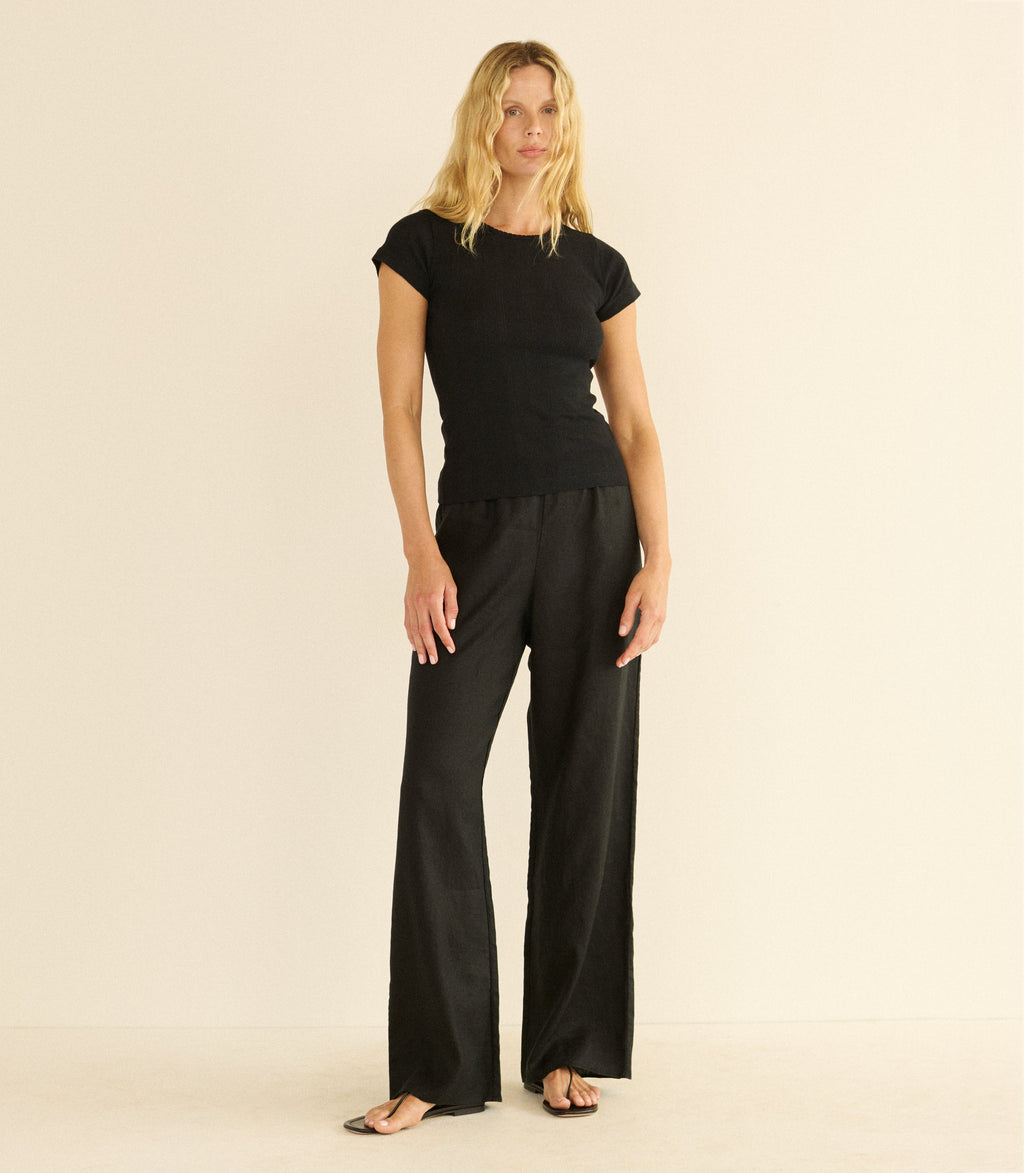 Lavon Linen Pant in Black - view 3