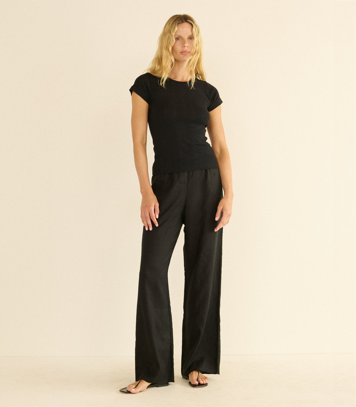 Lavon Linen Pant in Black - view 3