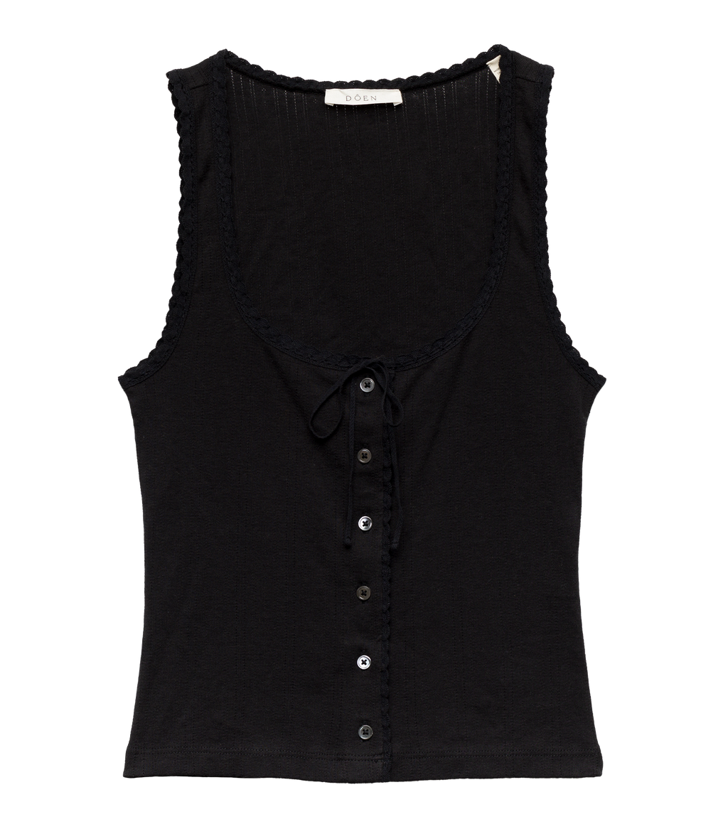 Lois Tank in Black Quelle Jolie Pointelle - view 9