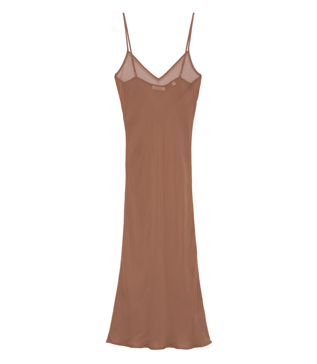 Long Deep V-Neck Slip in Carob - view 6