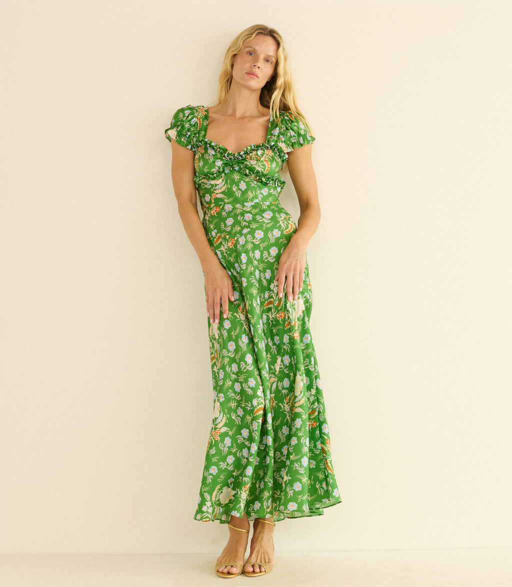 Valerine Dress in Emerald Hollyhock Hills - view 4